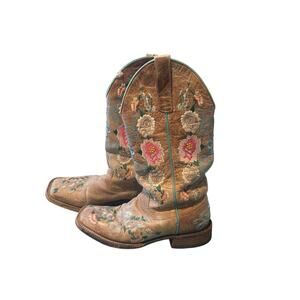 Marcie Bean Rose Garden Western Women's Boots Square Toe Leather Size 7